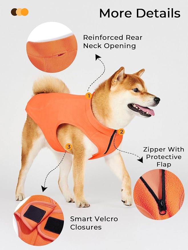 Haloumoning Dogs Fleece Coats Pet Jackets for Small and Medium Dogs Puppy Mock Neck Zipper Fall Winter Jacket