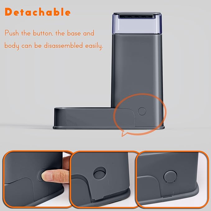 Cat Food Dispenser and Cat Water Dispenser Set with Stainless Steel Bowls Gravity Dog Feeder for Small Medium Big Cat Dog Pet Puppy Kitten, 1 Gallon x 2