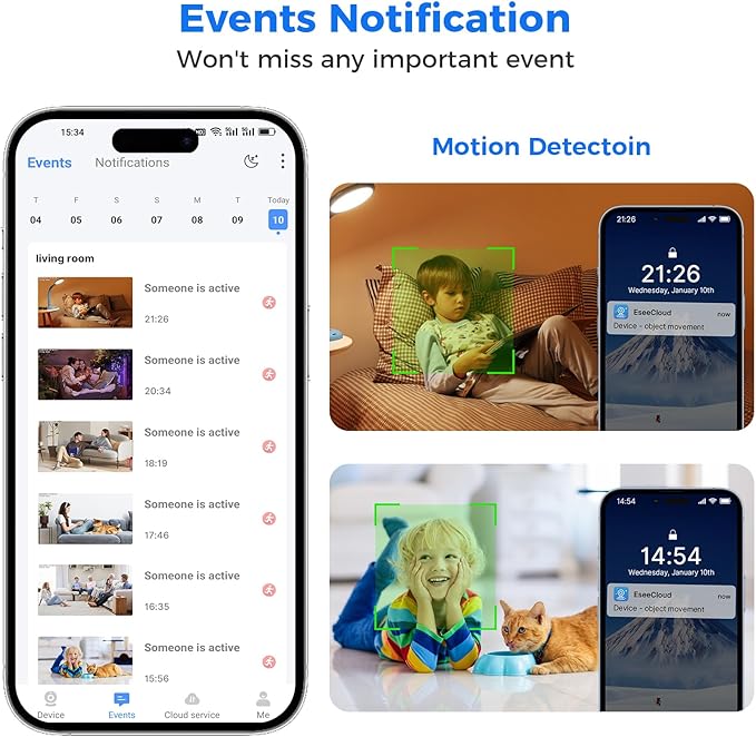 Hiseeu Indoor Security Camera, 2.4G/5G 5MP Baby Monitor Pet Camera for Home Security, PTZ 360°, Auto Tracking, 2 Way Audio, Night Vision, Humanoid Detection, No Monthly Fee, 2PCS