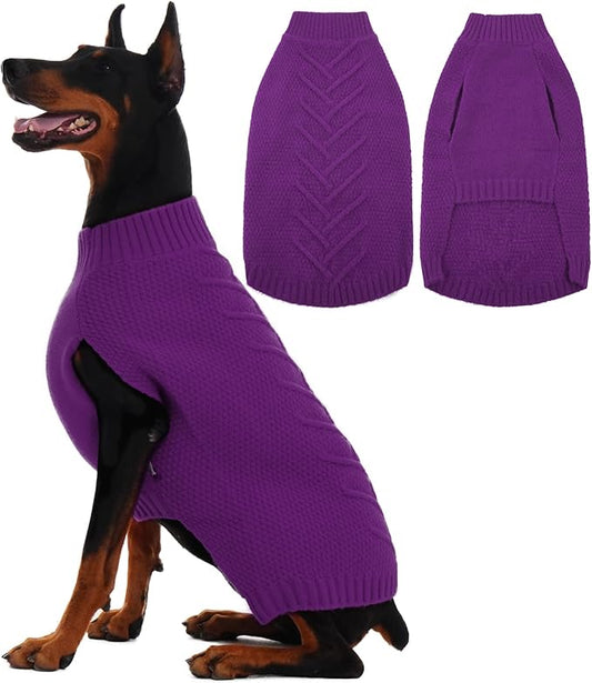 IECOii Extra Large Dog Sweater,XXXL Dog Sweater for Large Dogs Girl Boy,Xmas Dog Apparels Holiday Dog Sweater Large,Warm Dog Christmas Clothing Big Dog Sweaters for Labrador,Husky,Purple-3XL