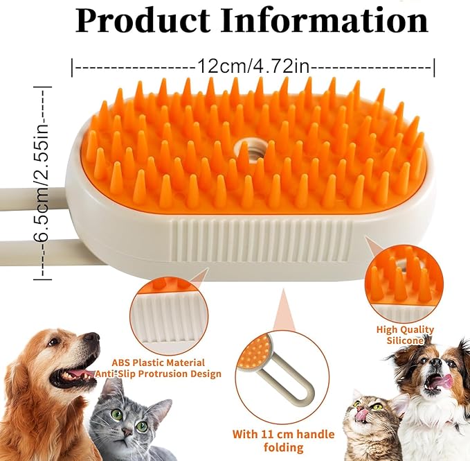 4-in-1 Cat Steam Brush for Shedding & Grooming, Spray Hair Removal Comb, Cat Brush for Massage, Pet Grooming Comb Hair Removal Tool for Cats and Dogs