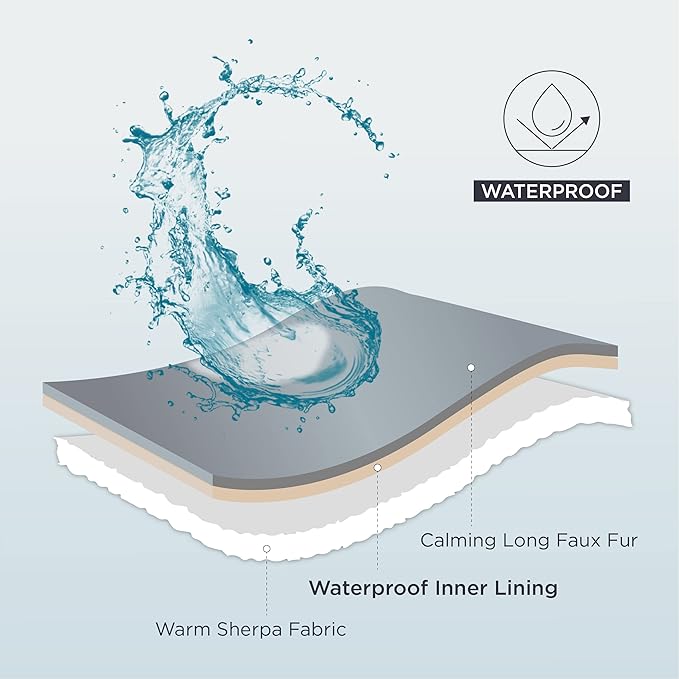 Bedsure Waterproof Dog Blankets for Large Dogs - Cat Blanket for Couch Protector Washable Long Faux Fur,Calming Soft Reversible Throw Furniture Protection for Puppy Pet, 50"x60", Grey