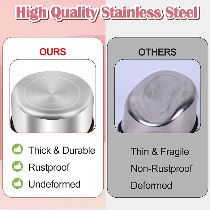 ToLanbbt 4 Pcs Stainless Steel Bird Food Bowls Water with Double Screws and Clamp Holders, Parrot Feeding Dish Cups Parrot Cage Coop Feeders for Cockatiel Conure Budgie Parakeet Macaw Small Animal, M