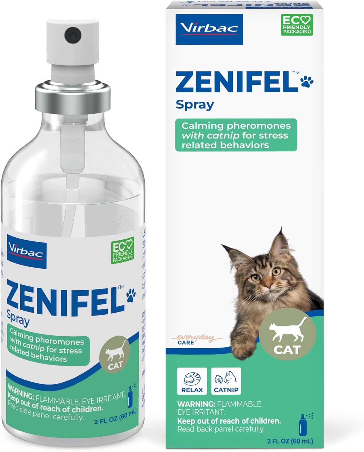Virbac Zenifel Cat Spray for Managing Stress-Related Behaviors in Kittens & Cats - Quick-Acting - Ideal for Unexpected Stressful Situations - 1 Bottle