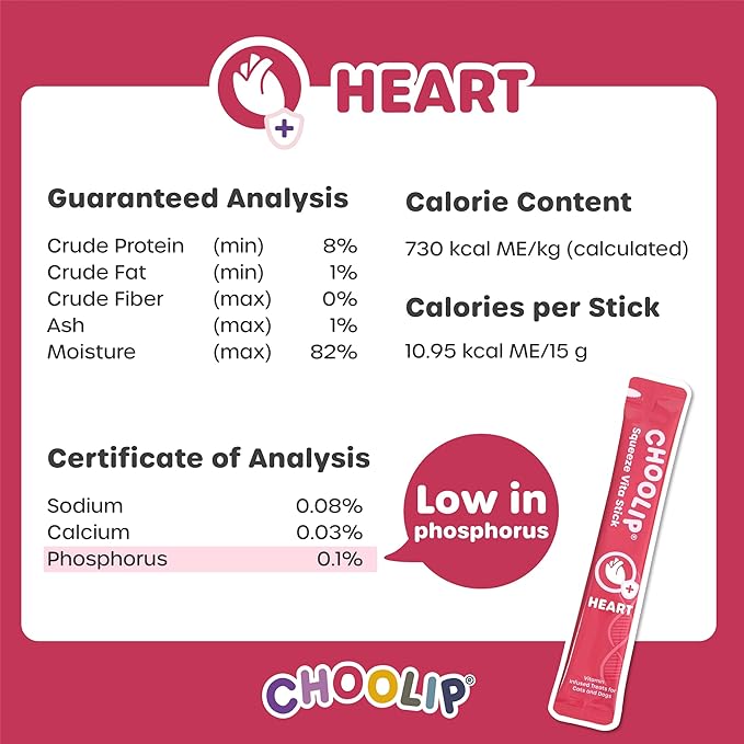 Choolip 2-Pack | Squeeze Vita Stick Lickable Treats for Dogs & Cats. 7 Heart Support Sticks with Essential multivitamins. Soft and Tasty Paste for All Life Stages, Supporting Heart Health