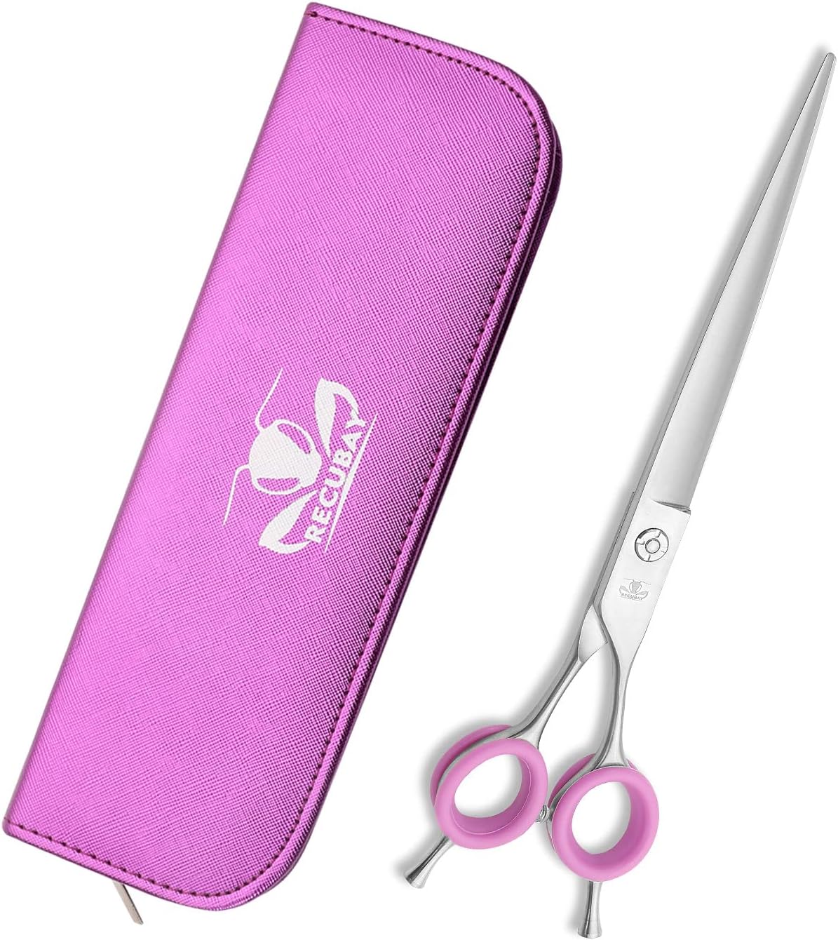 Dog Grooming Scissors, 8.0" Shears, Straight Scissors for Pet Hair Trimming. Matte Deluxe Dog Shears