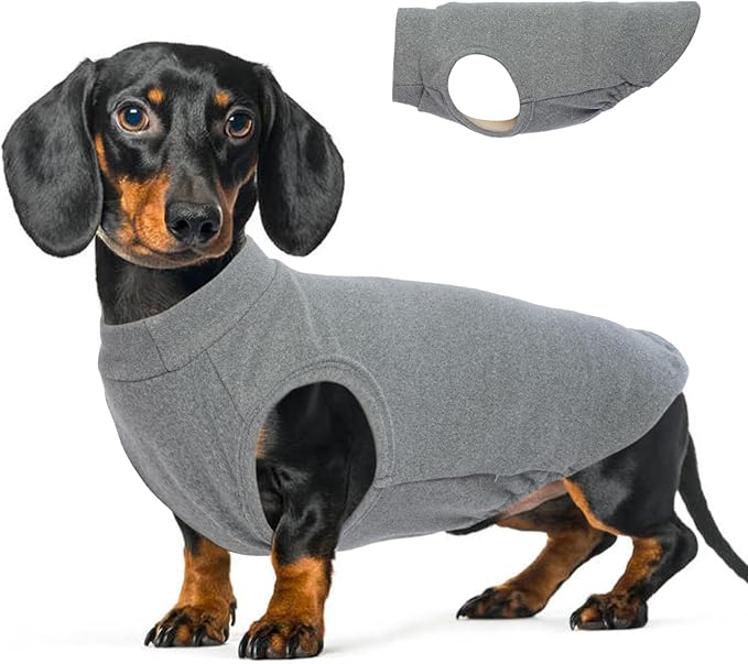 Dog Fleece Vest - Grey, XL - Pullover Lightweight Sweater | Warm and Stretchable Medium Dogs Sweatshirt,Winter Dachshund Clothes,Beagle