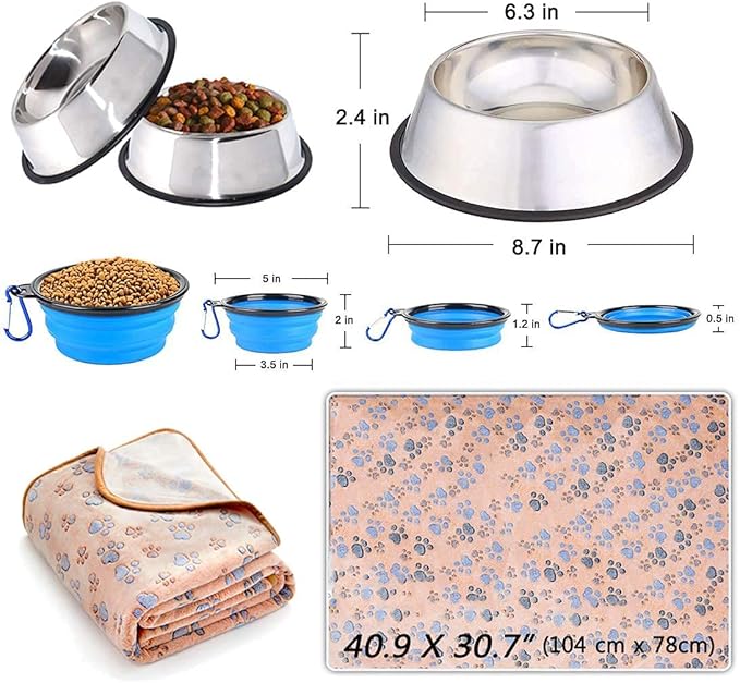 Puppy Supplies Starter Kit - 39-Piece Set of Puppy Essentials and Dog Stuff. Includes Dog Leash, Toys, Bowl, Brushes, Water Bottles,and More. Perfect Welcome Home Gift for Your New Puppies