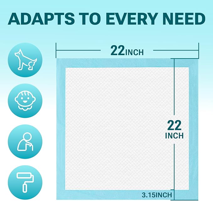 Super Absorbent Puppy Pads 22"x22" 30 Count, Quick Drying Dog Training Pee Pads, Disposable Underpads for Baby and Adults
