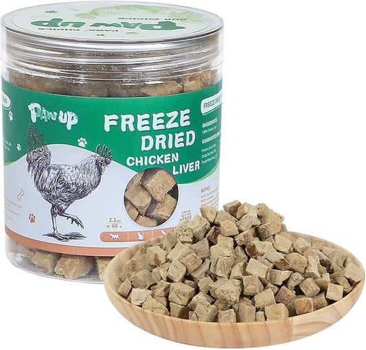 PAWUP Freeze Dried Chicken Liver Pet Treats, High Protein Freeze-Dried Pet Food for Dogs, Cats, Fresh Ingredient Snacks, 2.1 oz, Rawhide Free&Grain Free