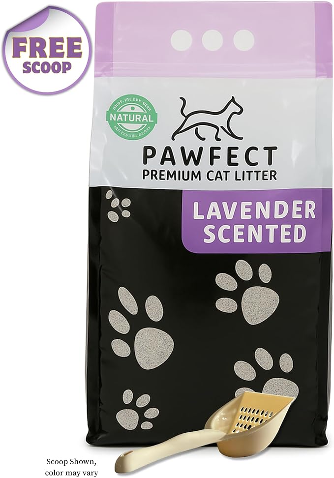 Lavender Scented Cat Litter – 17.2 lb / 9L, Fast Clumping, Natural Odor Absorption, Lightweight Formula, Made with Turkish White Bentonite