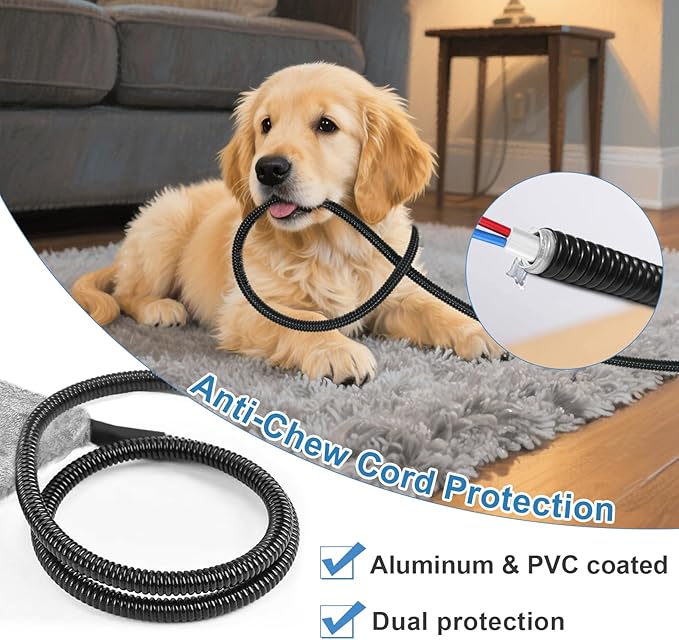 Dog Heating Pad, 32×20 in with Smart Thermostat Switch and Power Line Protection Tube,Obtained MET and UL Dual Certification,Waterproof Pet Heating Pad with Long Velvet Cloth Cover