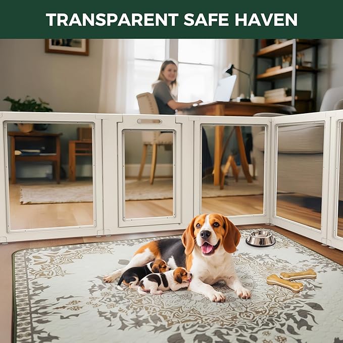 FXW AuraSpace Acrylic Indoor Dog Playpen for Medium Dogs, 35 Inch, 12 Panels, White
