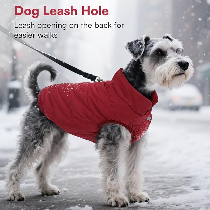 ASENKU Dog Winter Coat - Waterproof Windproof Dog Jacket, Warm Snowproof Doggie Puffer Vest for Cold Weather, Lightweight Snow Coats for Small Medium Large Dogs(M, Red)