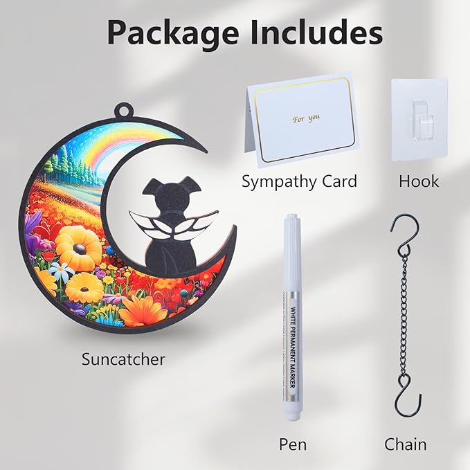 DIY Dog Angel Memorial Suncatcher with Sympathy Card,Rainbow Bridge Dog Memorial Gifts,Loss of Pet Sympathy Gift Dog,Dog Lovers Gifts for Women (2-Rainbow Bridge)