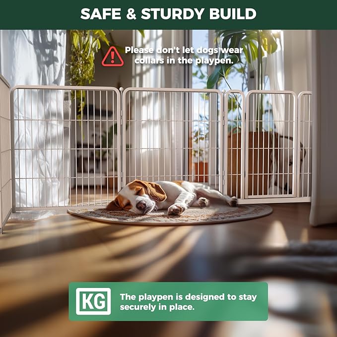 FXW Homeplus Unleashed Indoor Dog Playpen - Stress-Free and Safe Play, Heavy Duty 32 Inch 12 Panels Dog Pen for Small and Medium Dogs, White│Patented