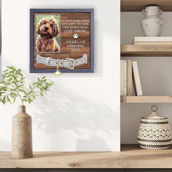 Pawfect House Custom Photo Pet Loss Sign, Collar Frame, Personalized Pet Memorial Sympathy Gifts For Dogs, Cats, Loss Of Dog, Dog Memorial Picture Frame, Pet Loss Sympathy Gift, Pet Loss Gifts