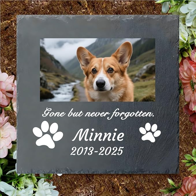 Dog Memorial Gifts for Loss of Dog, Personalized Pet Memorial Stone, Custom Dog Grave Marker with Name & Photo, Sympathy Gifts for Bereaved Pet Owners, Cemetery Decor (Style K)