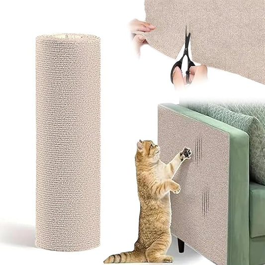 Cat Scratch Furniture Protector, Couch Cat Scratcher Mat - Wall Sticky Scratch Play Mat (Beige, 78.7"x15.8")