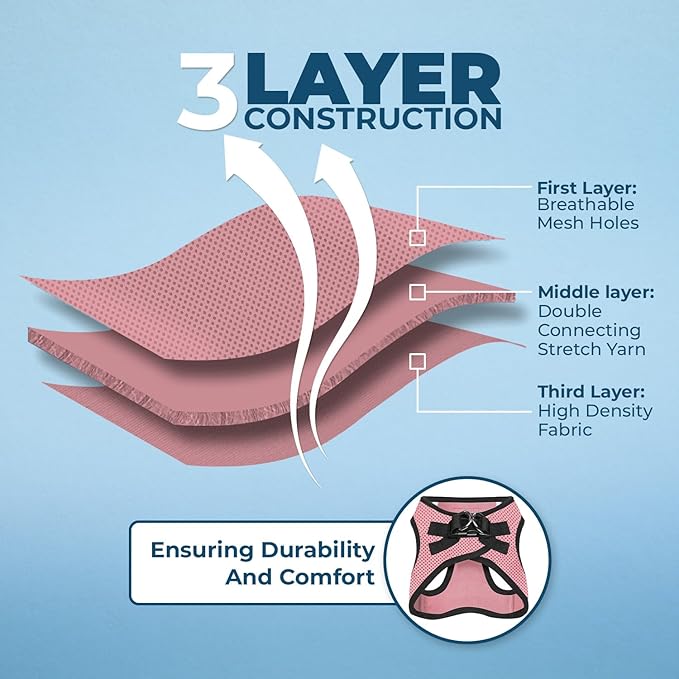 Voyager Step-in Air All Weather Mesh Harness and Reflective Dog 5 ft Leash Combo with Neoprene Handle, for Small, Medium and Large Breed Puppies by Best Pet Supplies - Harness Leash Set (Pink), M