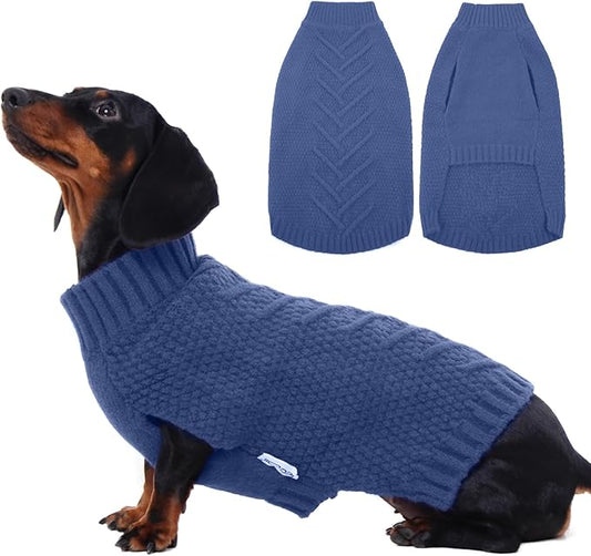 IECOii Dog Sweater,Dog Sweaters for Medium Dogs Girl and Boy,Thermal Knitted Dog Christmas Sweater for Cold Weather,Small Medium Dog Sweaters for Christmas Outfits,Pug,Dachshund Sweaters,Blue-M