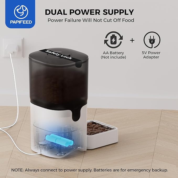 PAPIFEED Smart Automatic Cat Feeders: WiFi Pet Feeder with APP Control for Remote Feeding, Detachable for Easy Clean, Automatic Cat Food Dispenser with Alexa,1-10 Meals Per Day for Dog (6L/25Cup)