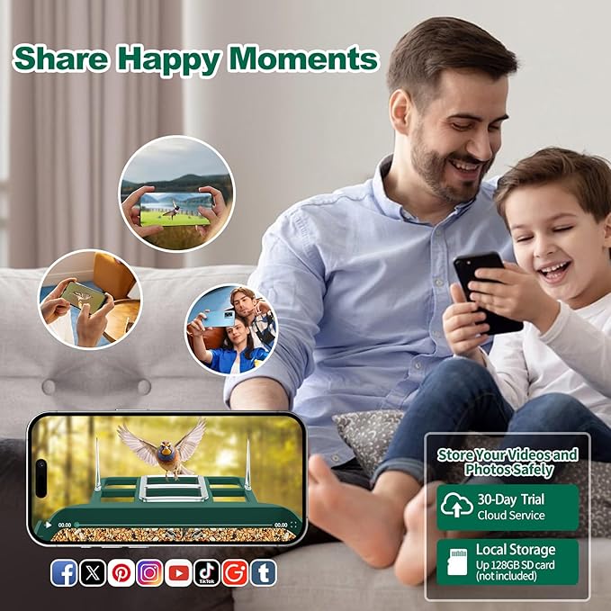 Bird Feeder with Camera,Smart Birdwatching Camera with Solar Powered,AI Identify Species,Instant Notifications,FHD Live View,Auto Record Video in Backyard,Ideal Gifts for Family and Bird Lovers