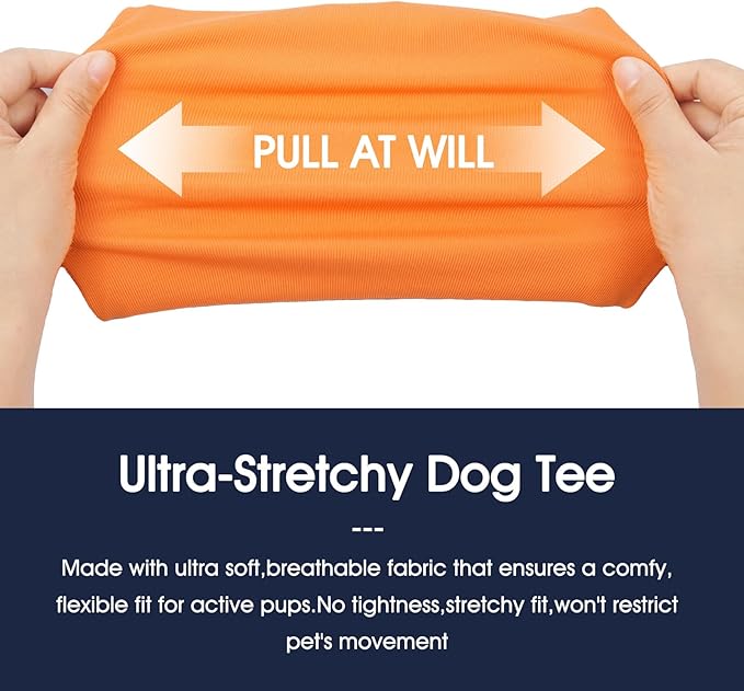 IECOii 2 Pack Dog T-Shirt for Large Dogs,Breathable Tshirts for Hot Weather,Stretchy & Comfortable Pet Summer Clothes Outdoor & Indoor Wearing,Pet Tank Top Set Great Dane Tee Shirts,Orange+Stripes,5XL