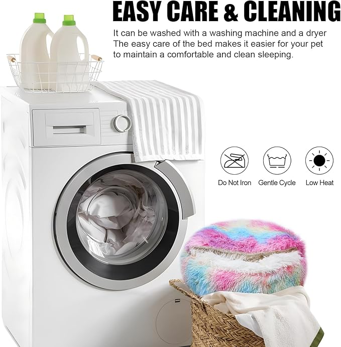 Dazzle Calming Dog & Cat Cave Bed with Washable, Anti-Slip Faux Fur Cover, Comfortable Warming Pet Bed for Small Medium Pets (24 * 24 inch)