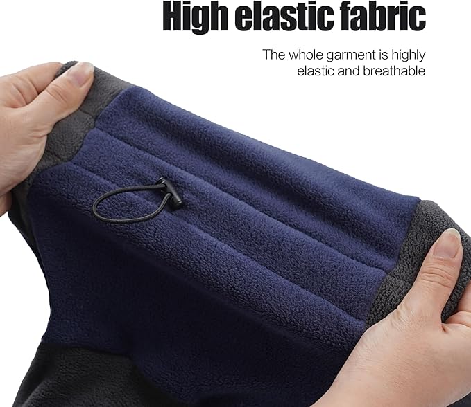 Warm Fleece Dog Jacket, Windproof Pullover Jumpsuit, Cold Weather Clothes for Medium Large Dog (2XL, Blue)