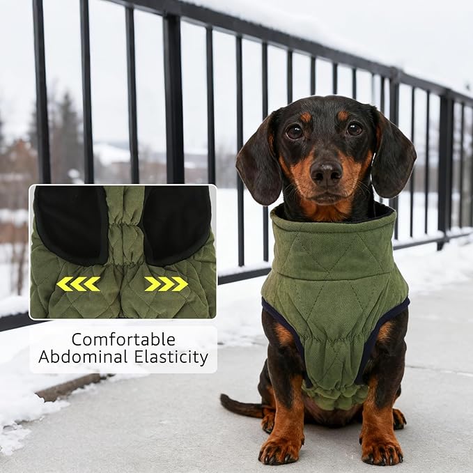 SCENEREAL Dachshund Winter Dog Vest Coat with Harness Built in, Warm Puppy Jacket for Small Medium Dogs, Cold Weather Coat with Zipper, Fleece Puffer Vest Windproof Snow Clothes