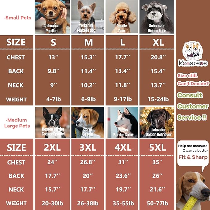 Koneseve Dog Hoodie & Cat Sweater, Warm Fleece Hooded Soft Winter Sweatshirt for All Breeds, Cozy Pet Clothes, Brown, 3XL