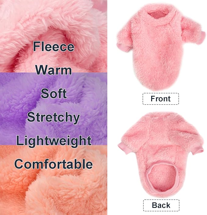 Dog Sweater, 3 Pack Dog Sweaters for Small Dogs, Dog Clothes for Small Dogs Girl Boy, Ultra Soft and Warm Puppy Sweater Dog Coat for Winter Christmas (XS, Pink+Purple+Peach)