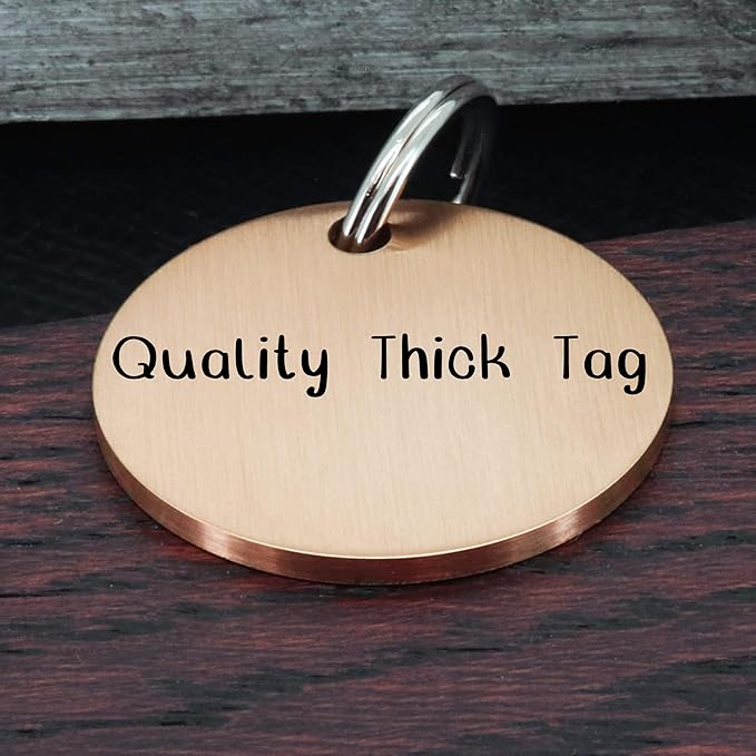 Ultra Joys Stainless Steel Pet ID Tag Dog Name Tags Personalized Front and Back Engraving, Customized Dog Tags and Cat Tag, Optional Engraved on Both Sides, Round Mountain on Top, Rose Small