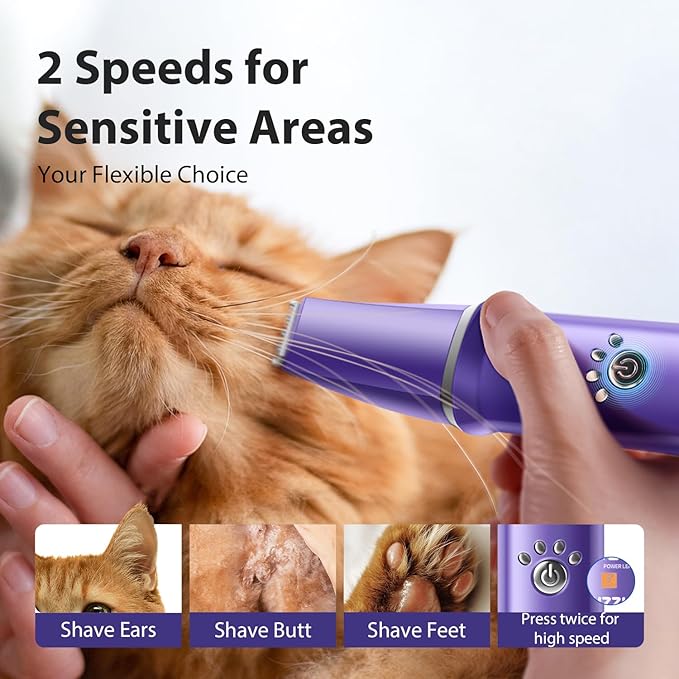 Dog Grooming Kit, Dog Clippers for Grooming for Thick Curly Coats, Professional Pet Hair Shaver Paw Trimmer Cordless Rechargeable Low Noise for Dogs Cats Animals Face Ear