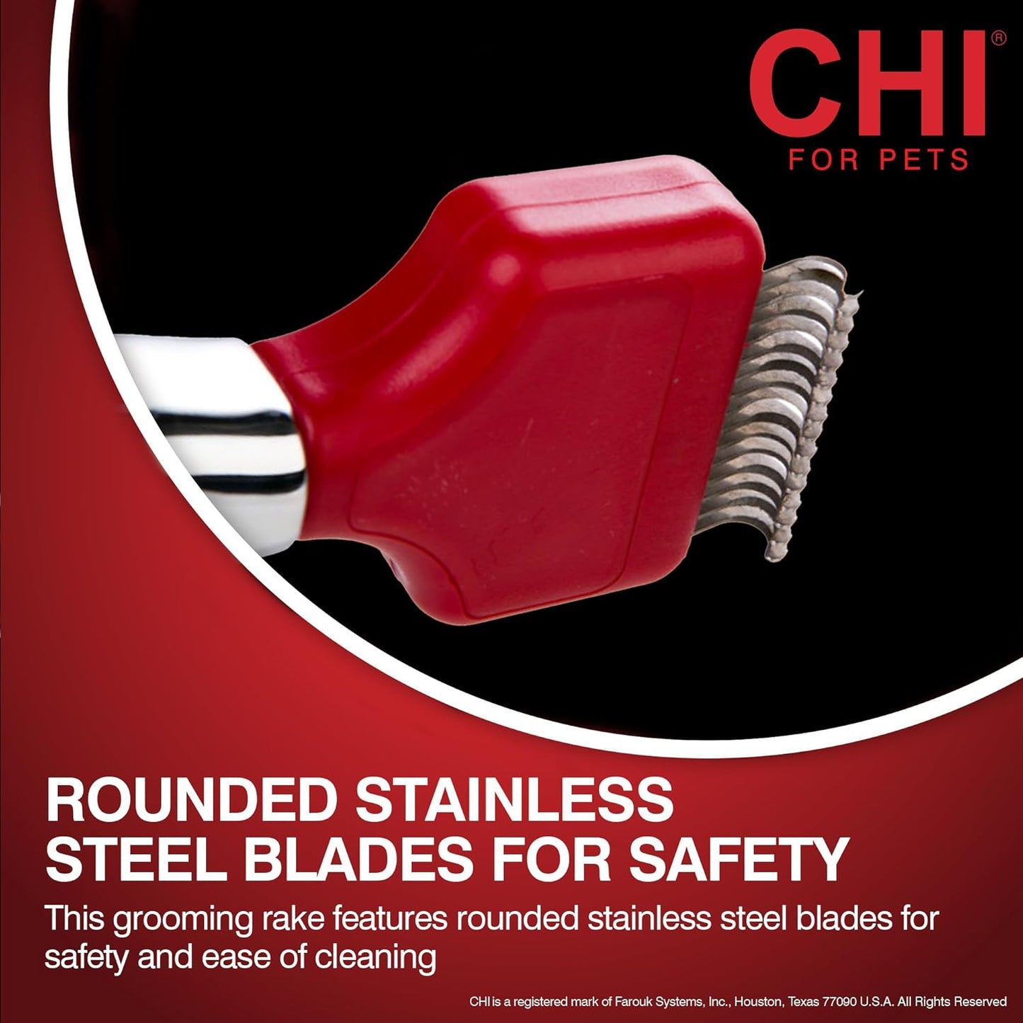 CHI for Dogs Dematting and Deshedding Undercoat Rake - Dog Grooming Tool for Long Hair - Safe Blade Design for Mats and Knots - Ideal for Thick Coats and Tangled Fur