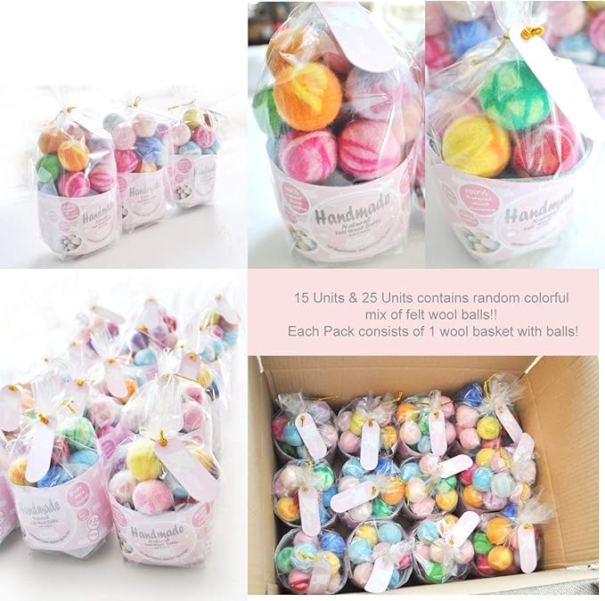 Felt Wool Cat Toys Ball with Catnip and Bell, Natural Handmade (Baby Pink (5 Units))