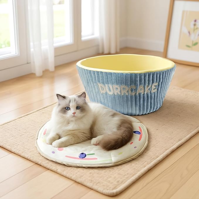 Cute Cat Beds Kitten Beds, Soft Small Dog Beds, Washable Pet Beds for Puppy and Kitty, Funny Cupcake Cat Cave, 20 Inches