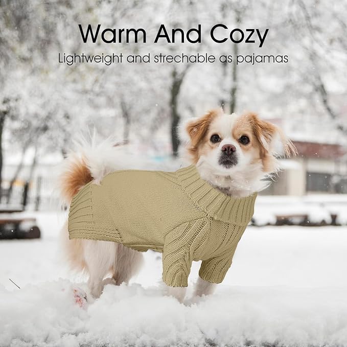 Dog Sweaters for Small Medium Large Dogs Girl, Classic Turtleneck Pet Sweater for Dogs Cats, Thermal Doggy Winter Coat, Warm Dog Shirt Outfits, Double Knitting Collar for Outdoor Playing (S, Camel)