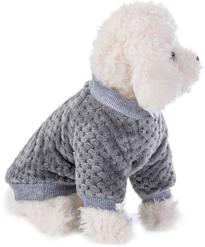 Dog Sweater, 3 Pack Dog Sweaters for Small Medium Dogs or Cat, Warm Soft Flannel Pet Clothes for Dogs Girl or Boy, Dog Shirt Coat Jacket (Large, Grey+Navy+Sky Blue)