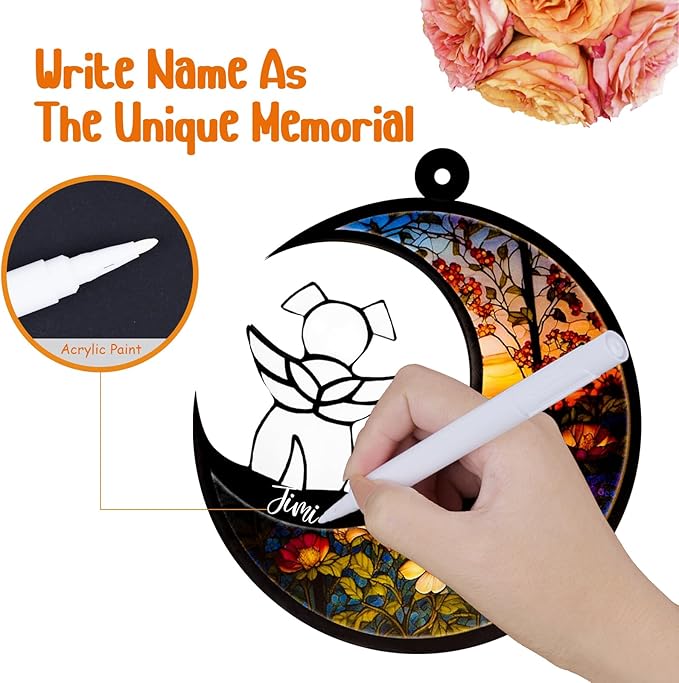 Dog Memorial Suncatcher,Pet Sympathy Gifts,Dog Memorial Gifts for Loss of Dog,Personalized Dog Pass Away Gifts with Name Date for Pet Lovers