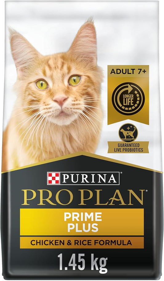 Purina Pro Plan Senior Cat Food With Probiotics for Cats, Chicken and Rice Formula - 3.2 lb. Bag