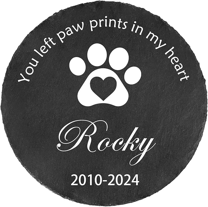 Ships Next Day Personalized Pet Memorial Stone for Loss of Dog Cat, Custom Photo Name Memory Headstone Garden Grave Marker Bereavement Sympathy Gift