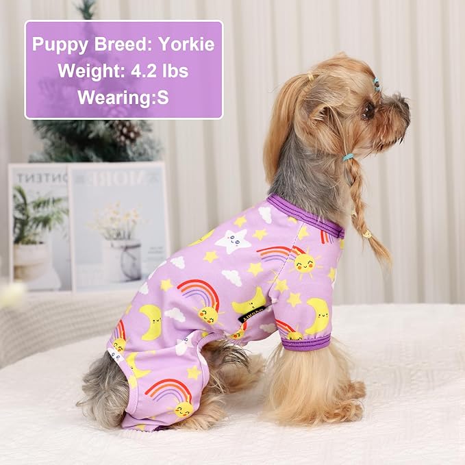 Dog Pajamas for Small Dogs Boy Girl, Dog Clothes Tiny Chihuahua Yorkie Spring Summer Shirt, Cute Puppy Outfit Pjs Jumpsuit Cat Onesie Apparel Pet Clothes