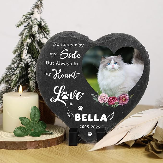 Dog Memorial Gifts for Loss of Dog Cat,Personalized Pet Memorial Stone with Photo Name,Custom Pet Remembrance Gifts,Cat Memorial Sympathy Gift,Dog Passing Away Gifts,Memorial Plaques for Dogs