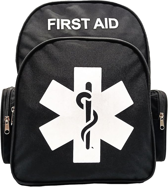 Red Emergency Backpack First Aid Bag Empty Medical First Aid Back Pack Treatment First Responder Trauma Bag for Camping Daycare Vacation Outdoors Pet Dog Cat Road Trip Cycling Riding (Black White)