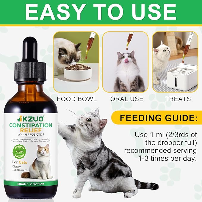 Cat Laxative, Cat Constipation Relief, Constipation Relief for Cats, Cat Laxative Constipation Relief, 100% Pure Natural Cat Constipation Treat with 6 Probiotics Cat Stool Softener
