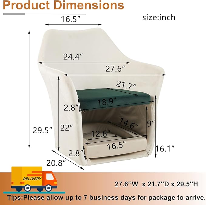 Velvet Chair with Cat Bed for Cats Lover, Pet-Friendly Single Sofa Armchair with Pet Nest for Living Room, White.