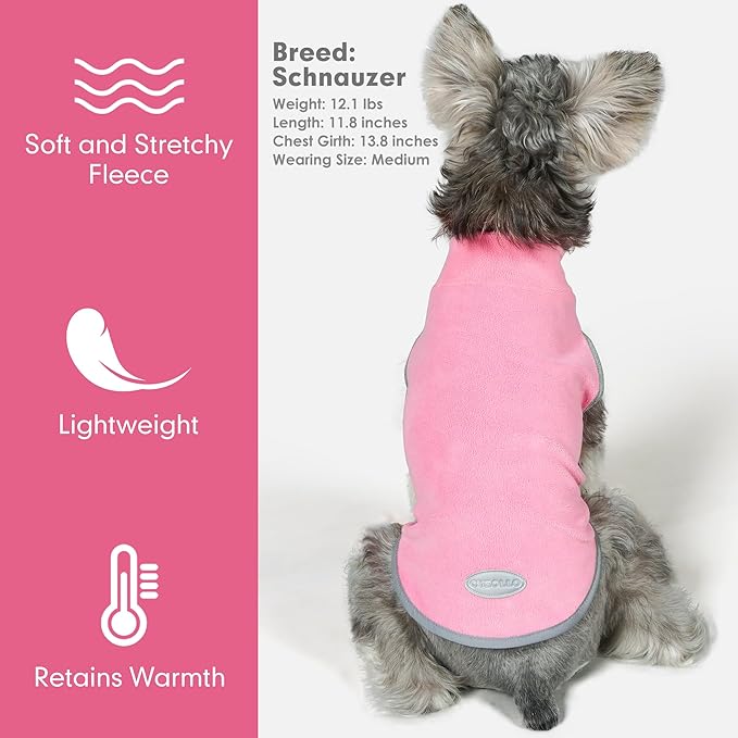 cyeollo 2 Pack Fleece Dog Sweater Vest Dog Sweatshirt Reflective Lightweight Pet Clothes for Medium Large Dogs Girl Pet Apparel Pink, Fuschia, XXL