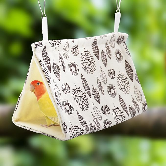 Dnoifne 2 Pack Hanging Winter Warm Bird Bed, Nest House, Hammock House - Plush Snuggle Hideaway Cave Bed Tent for Hamsters, Budgies, Parakeets, Cockatiels, Lovebirds, Parrots